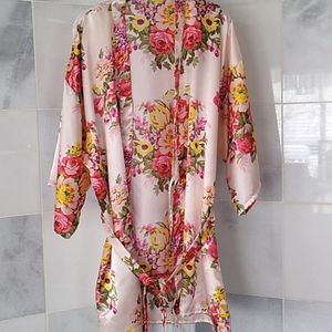 Robe flowered Cream Pink Large Womens